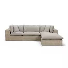 Cali Light Gray Fabric & Natural Wicker Outdoor Modular Sectional