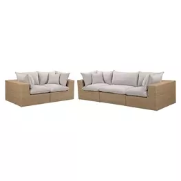 Cali Light Gray Fabric & Brown Wicker Modular Outdoor Conversation Set