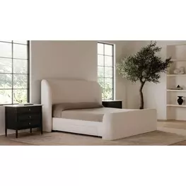 Sophia Cream Upholstered Storage Platform Bedroom Set