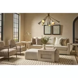 Abode Monique Linen and River Rock Upholstered Nesting Occasional Table Set