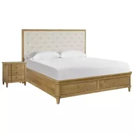 Oakmere Beige and Natural Upholstered Storage Panel Bedroom Set