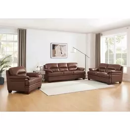 Calizor Pecan Leather Living Room Set