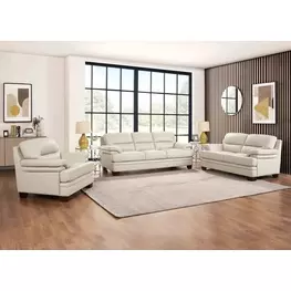 Calizor Vanilla Leather Living Room Set