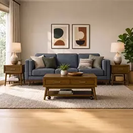 Veronica Walnut Occasional Table Set with Casters