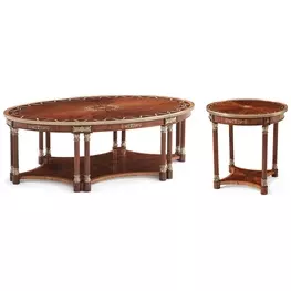 Stephen Church Light Etimoe and Gold Oval Paulette II Occasional Table Set