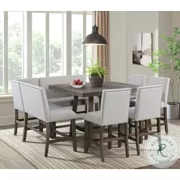Hester Brown Counter Height Dining Room Set With Lazy Susan