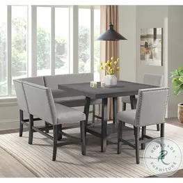Hester Grey Counter Height Dining Room Set With Lazy Susan