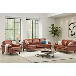 Soleil Brandy Leather Living Room Set