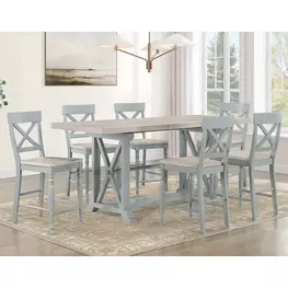 Darcy Beige and Mint Green Extendable Rectangular Counter Height Dining Room Set