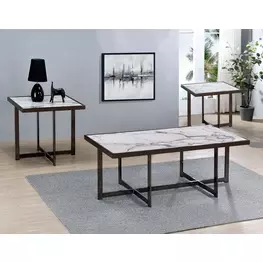 Kayley White Rectangular Sintered Stone Ocassional Table