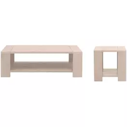 Sur Washed Ever Teak Outdoor Rectangular Occasional Table Set
