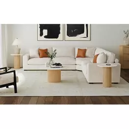 Sutton White and Natural Round Marble Top Occasional Table Set