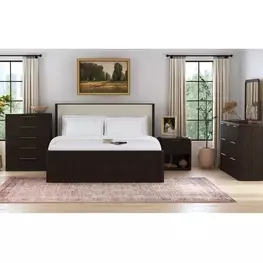 Sutton White and Dark Brown Upholstered Platform Bedroom Set