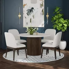 Sutton White and Dark Brown Round Dining Room Set