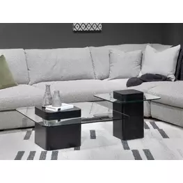 Donora Clear Glass and Obsidian Square Glass Top Occassional Table Set