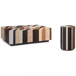 Orbis Brown and Beige Rectangular Concorda Occasional Table Set
