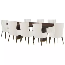Spencer Green Park Fumed and Gallery Gold 128" Rectangular Hyde Park Extendable Dining Room Set