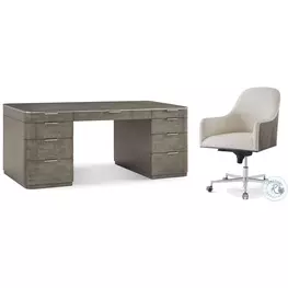 Hudson Pebble Grey 72" 9 Drawer Home Office Set