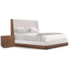 Spencer Coronet Cream and Auburn Upholstered Walnut Channel Panel Bedroom Set