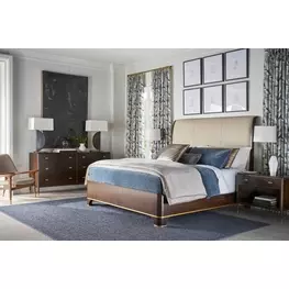 Spencer Green Park Cream and Fumed Leather Upholstered Carlton Gardens Sleigh Bedroom Set