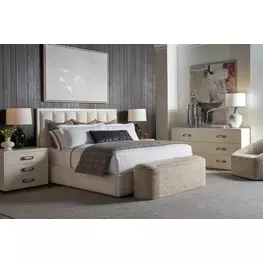 Panos Cream Upholstered Panel Bedroom Set