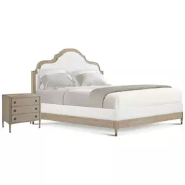 Willow Creek White and Riverwash Oak Upholstered Willowmere Panel Bedroom Set