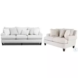 Hogan Cotton Off White Performance Fabric Living Room Set with Round Arm