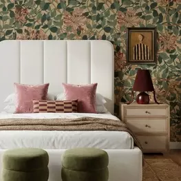 Parker Cream Performance Fabric Upholstered Panel Bedroom Set