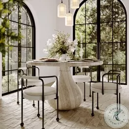 Smooch Faux Travertine Outdoor Round Dining Room Set