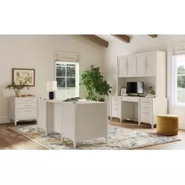 Towne White Double Pedestal Executive Home Office Set