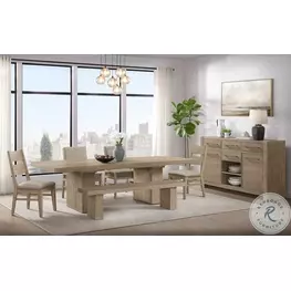Nash Weathered Sand Extendable Trestle Dining Room Set