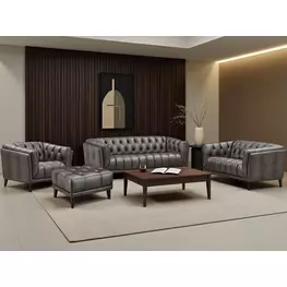 Trix Ash Leather Living Room Set