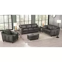 Bexley Ash Leather Living Room Set with Nailhead Trim