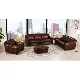 Bexley Caramel Leather Living Room Set with Nailhead Trim