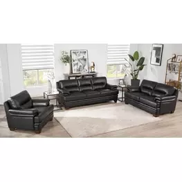 Calizor Black Leather Living Room Set