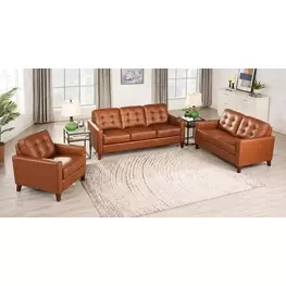 Cassian Nutmeg Leather Living Room Set
