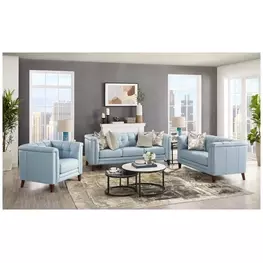 Elric Spa Blue Leather Living Room Set