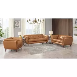Sorella Cinnamon Leather Living Room Set