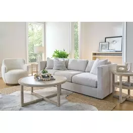 Azure Abaca and Travertine Round Occasional Table Set