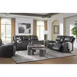 Danemere Black Leather Reclining Living Room Set