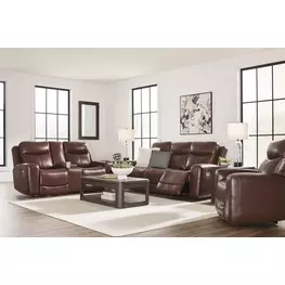 Momentum Moves Mahogany Leather Power Reclining Living Room Set