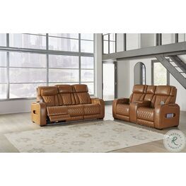 Boyington Caramel Power Reclining Living Room Set with Adjustable Headrest