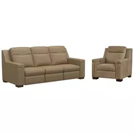 Mixon Brown Leather Dual Power Reclining Living Room Set with USB Charging