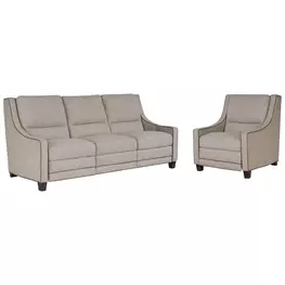 Flexwell Gray Performance Fabric Dual Power Reclining Kelce Living Room Set with USB Charging