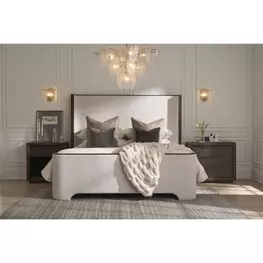 Evermont Beige and Sable Upholstered Panel Bedroom Set
