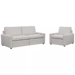 Harbor Gray Leather Dual Power Reclining Living Room Set with USB Charging