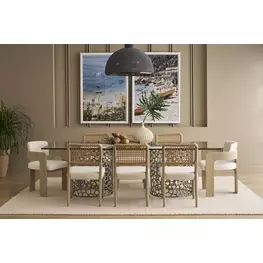 Oasis Antique Nickel 100" Rectangular Glass Top Dining Room Set