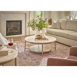 Elegance Amalfi Cream and Desert Gold Round Stone Top Occasional Table Set