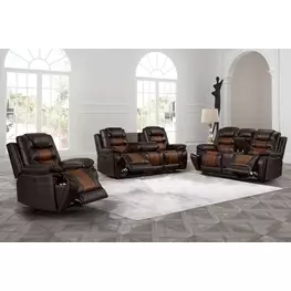 Nikko Brown Power Reclining Living Room Set Power Footrest