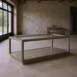 Glaze Quartz Rectangular Glass Top Occassional Table Set